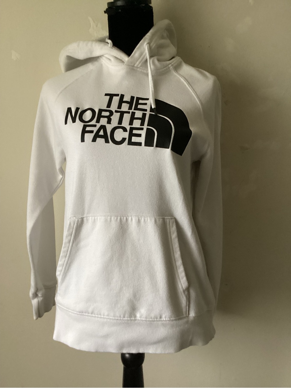 The North Face Men's White Hoodie with Black Logo